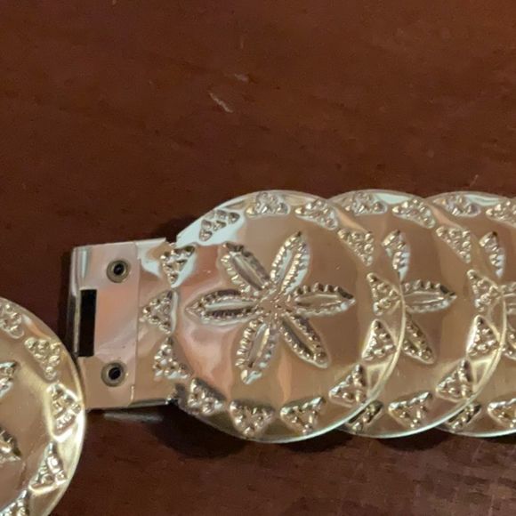 Vintage Gold Metal Disk Bohemian Stretch Belt Size S - L Floral Statemen… - Picture 6 of 8